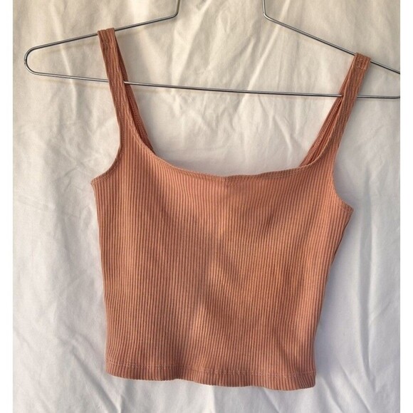 Reformation Jeans Ribbed Crop Tank Top Pink Sleeveless Knit Women’s Size Small - Picture 1 of 4